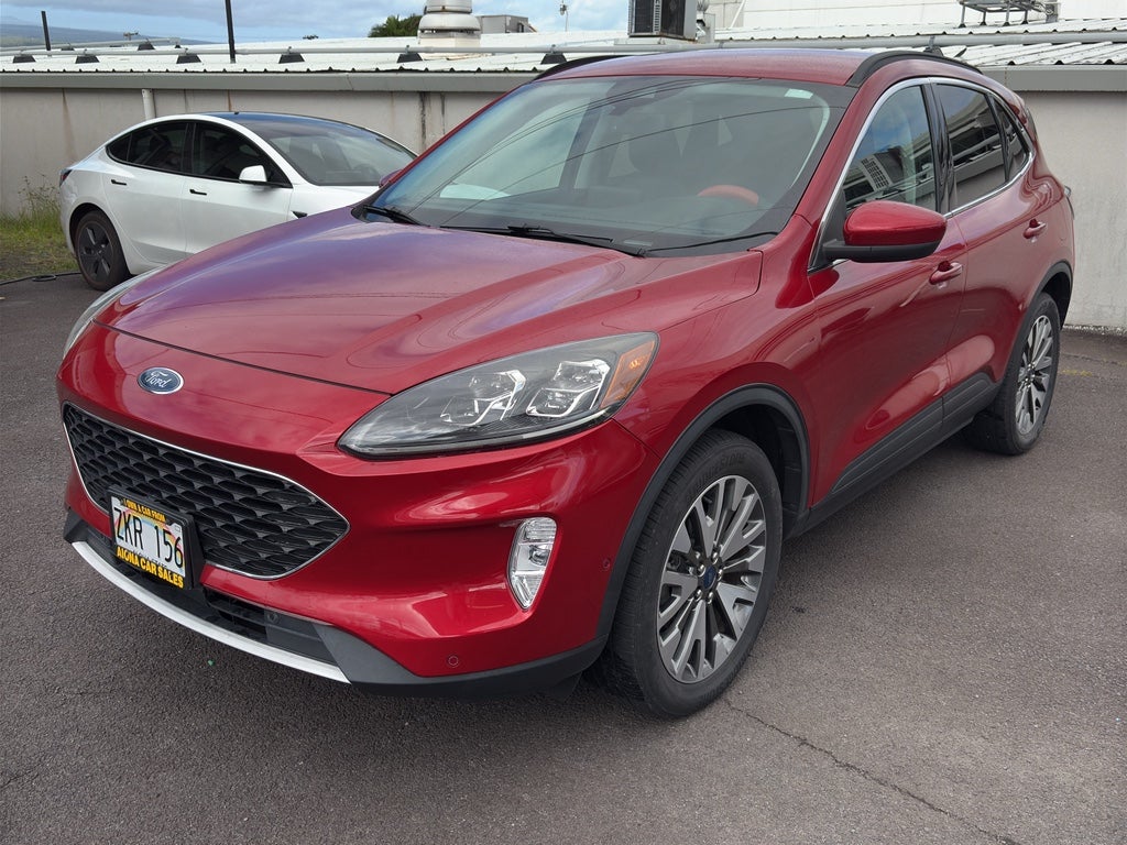 2021 Ford Escape Titanium in Rapid Red Metallic Tinted Clearcoat — front three-quarter view