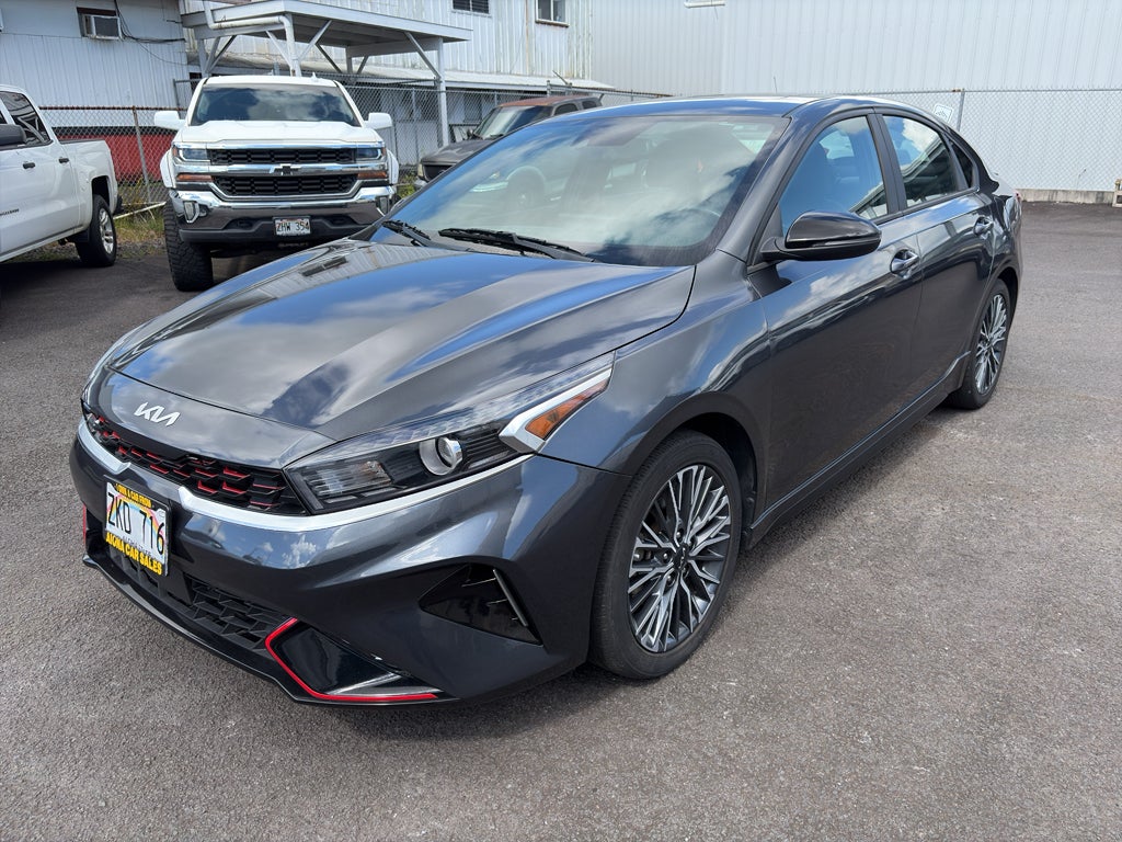 2023 Kia Forte GT-Line in Gravity Gray — front three-quarter view